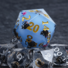 Giant D20 Dice (Black Cat Gold Lettering) 35mm Resin RPG Monster Dice