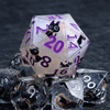 Giant D20 Dice (Purple Numbers) Black Cat Resin 35mm RPG Dice