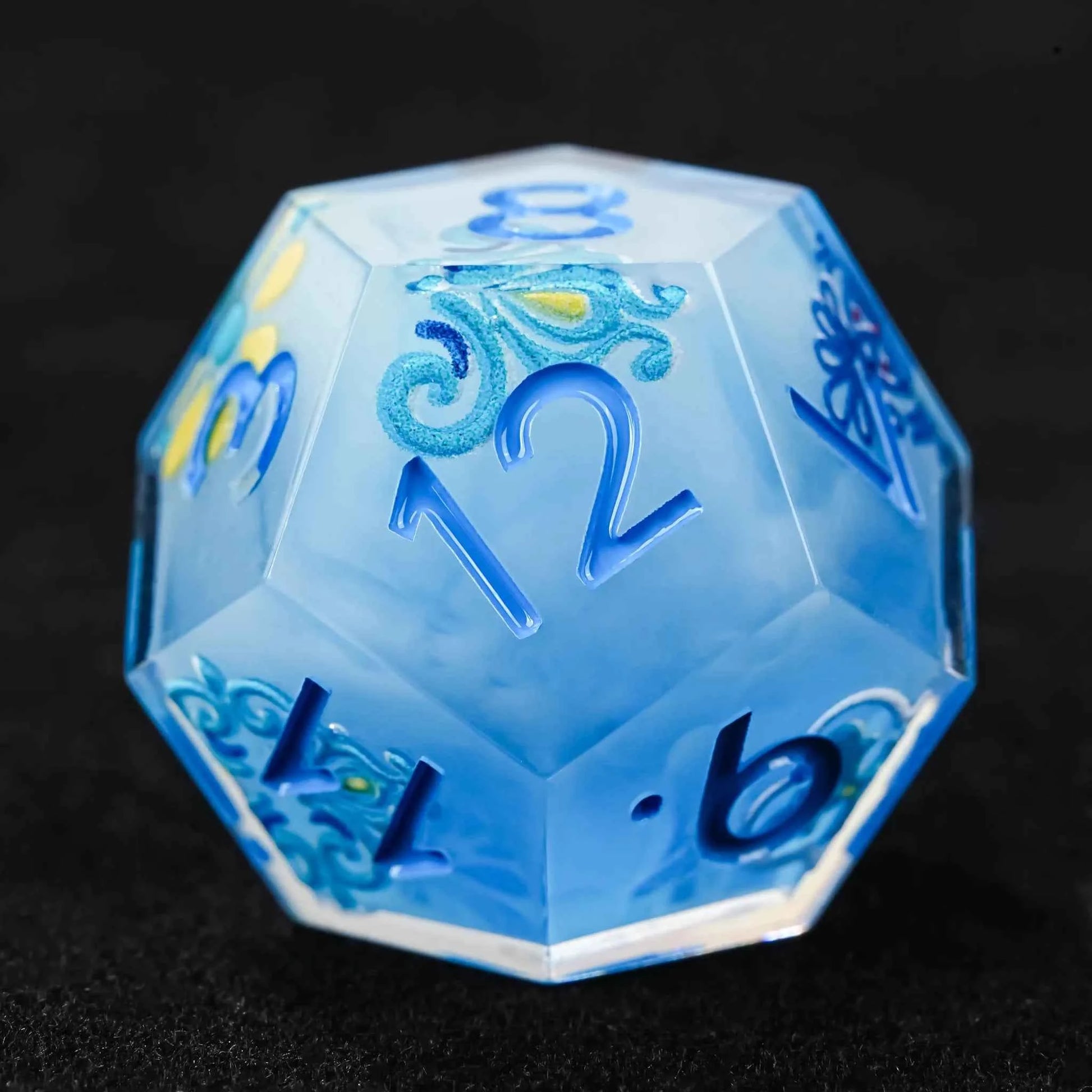 Glacier Blue Floral Bloom D&D Dice Set