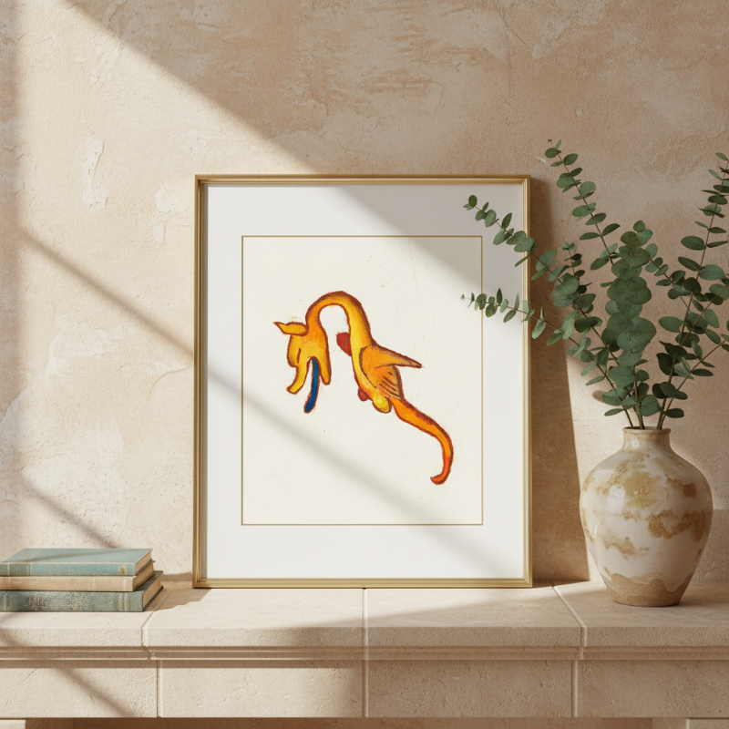 Golden Marginalia Dragon Fine Art Print