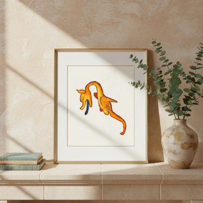 Golden Marginalia Dragon Fine Art Print