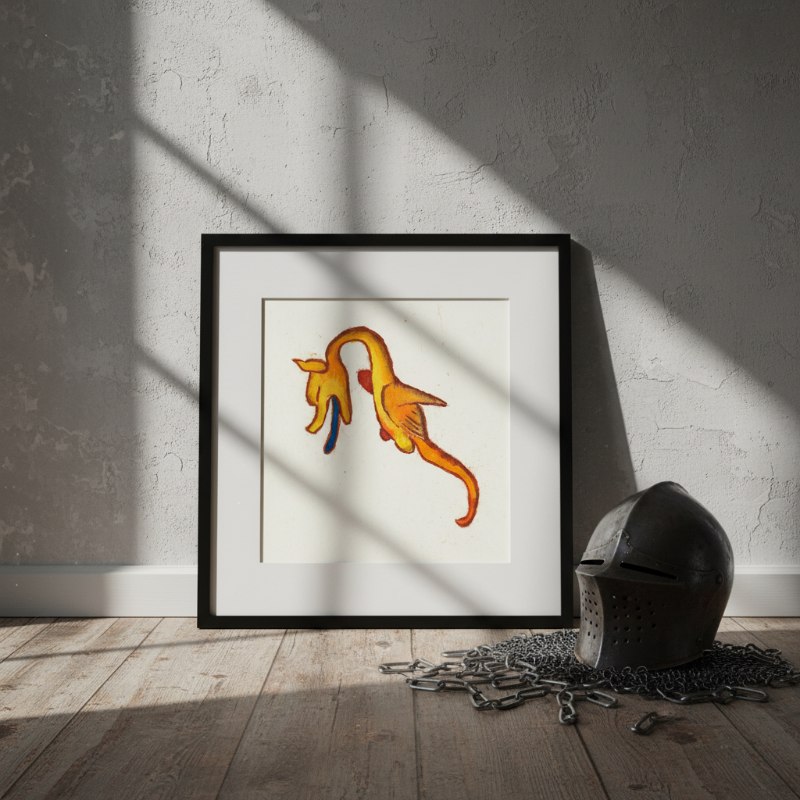 Golden Marginalia Dragon Fine Art Print