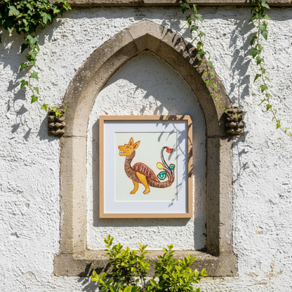 Golden Marginalia Dragon Fine Art Print Archival