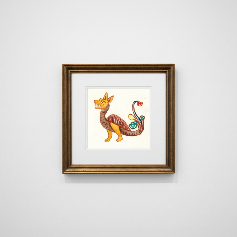 Golden Marginalia Dragon Fine Art Print Archival
