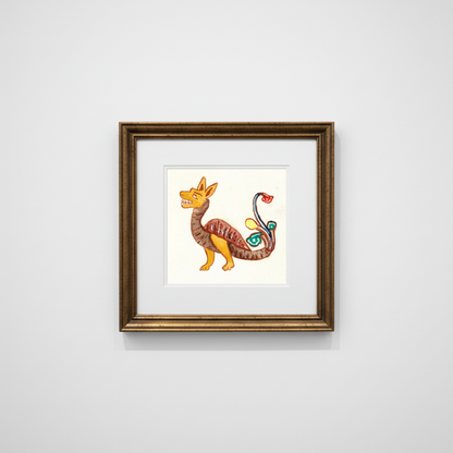 Golden Marginalia Dragon Fine Art Print Archival