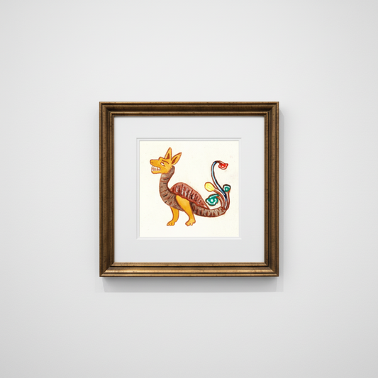 Golden Marginalia Dragon Fine Art Print Archival