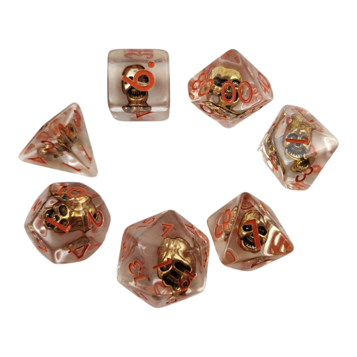 Death's Bounty Golden Skull 7-Piece Resin DND Dice Set