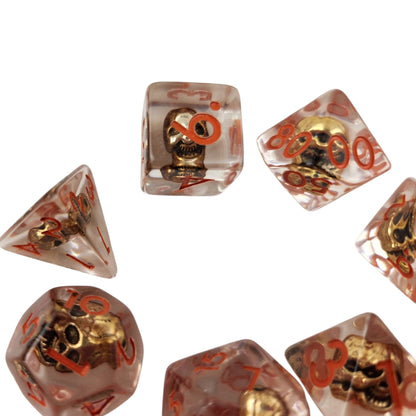 Death's Bounty Golden Skull 7-Piece Resin DND Dice Set