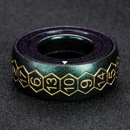 Cool Metal Fingertip Spinning D20 Dice Ring