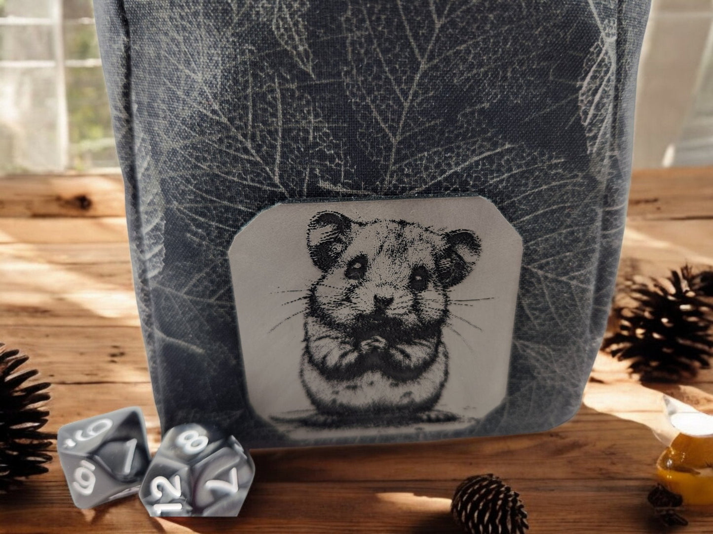 Gray Mouse Dice Bag — Handmade Reversible TTRPG Dice Bag