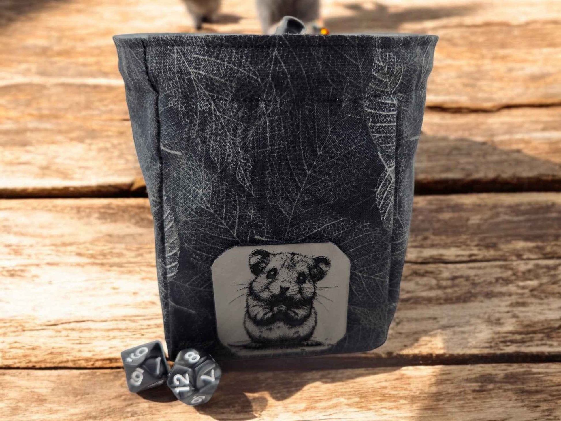 Gray mouse dice bag, RPG