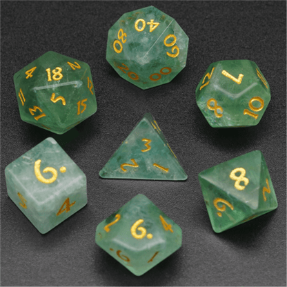 Green Amethyst Gemstone Dice Set