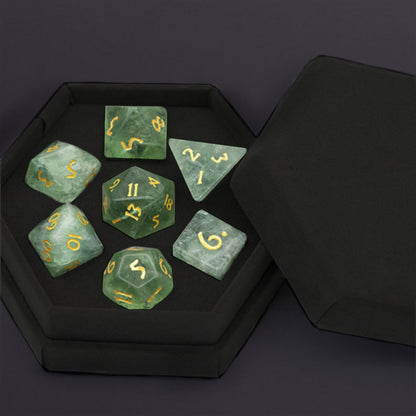 Green Amethyst Gemstone Dice Set