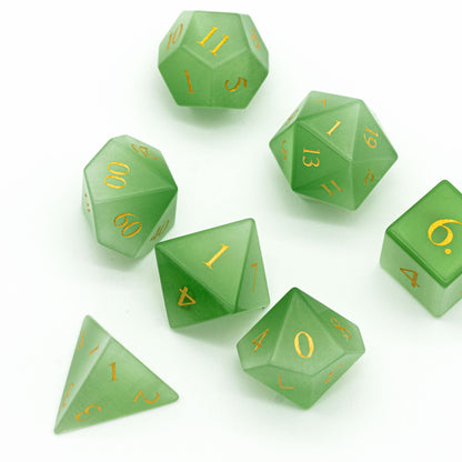 Green Cat Eye Gemstone Dice Set