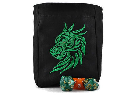 Green dragon bust dice bag