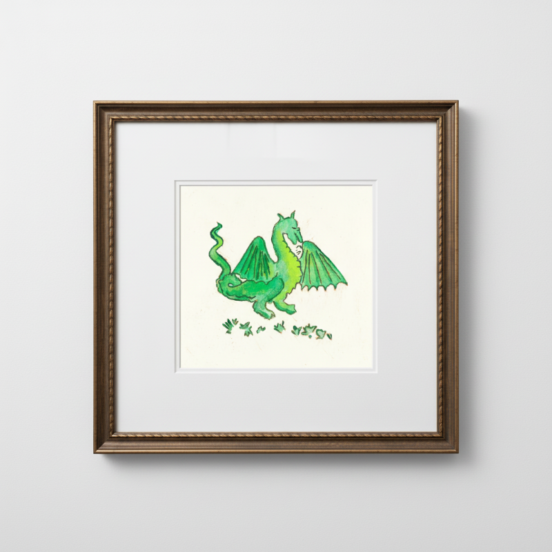 Green Dragon Marginalia Fine Art Print Archival Decor
