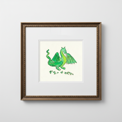 Green Dragon Marginalia Fine Art Print Archival Decor