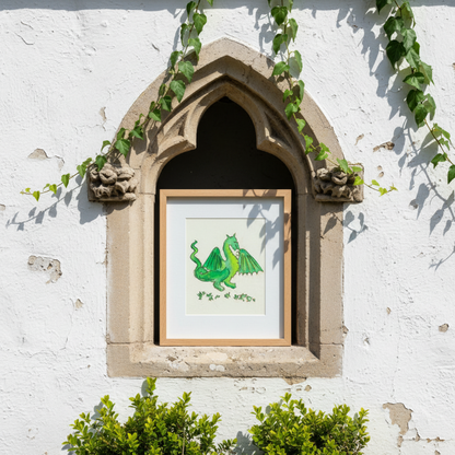 Green Dragon Marginalia Fine Art Print Archival Decor