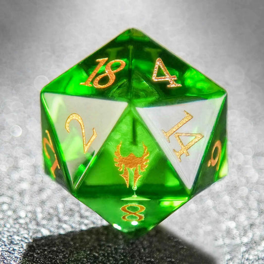 Green Dragon Shadow Natural Gemstone DND Dice Set — Emerald Dragon 7-Piece TTRPG Dice