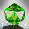 Green Dragon Shadow Natural DND Gemstone Dice Set + Gold Numbers