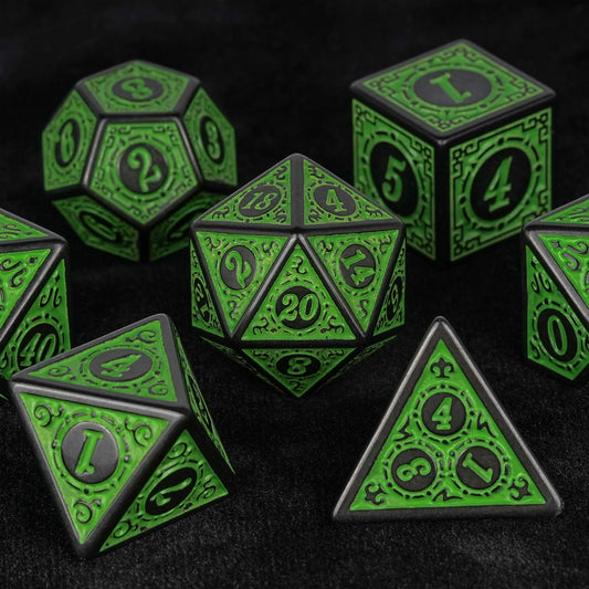 Green Magic Pattern Acrylic DND Dice Set