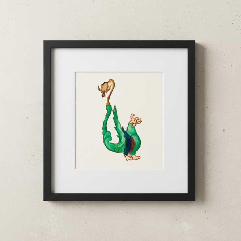 Green Marginalia Dragon Fine Art Print Small Wall Art