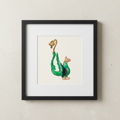 Green Marginalia Dragon Fine Art Print Small Wall Art