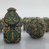 Green Mechanical Gear Metal DND Dice Set - Punk Style