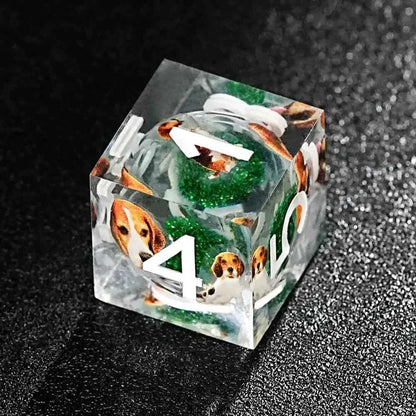 Green Resin D&D Dice Set - Beagle Design