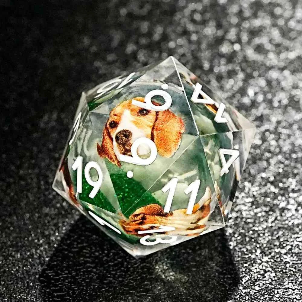 Green Resin D&D Dice Set - Beagle Design