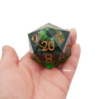 Green Slaadi's Eye - Giant D20 Moving Eye DnD Dice | Acrylic RPG Gaming Dice