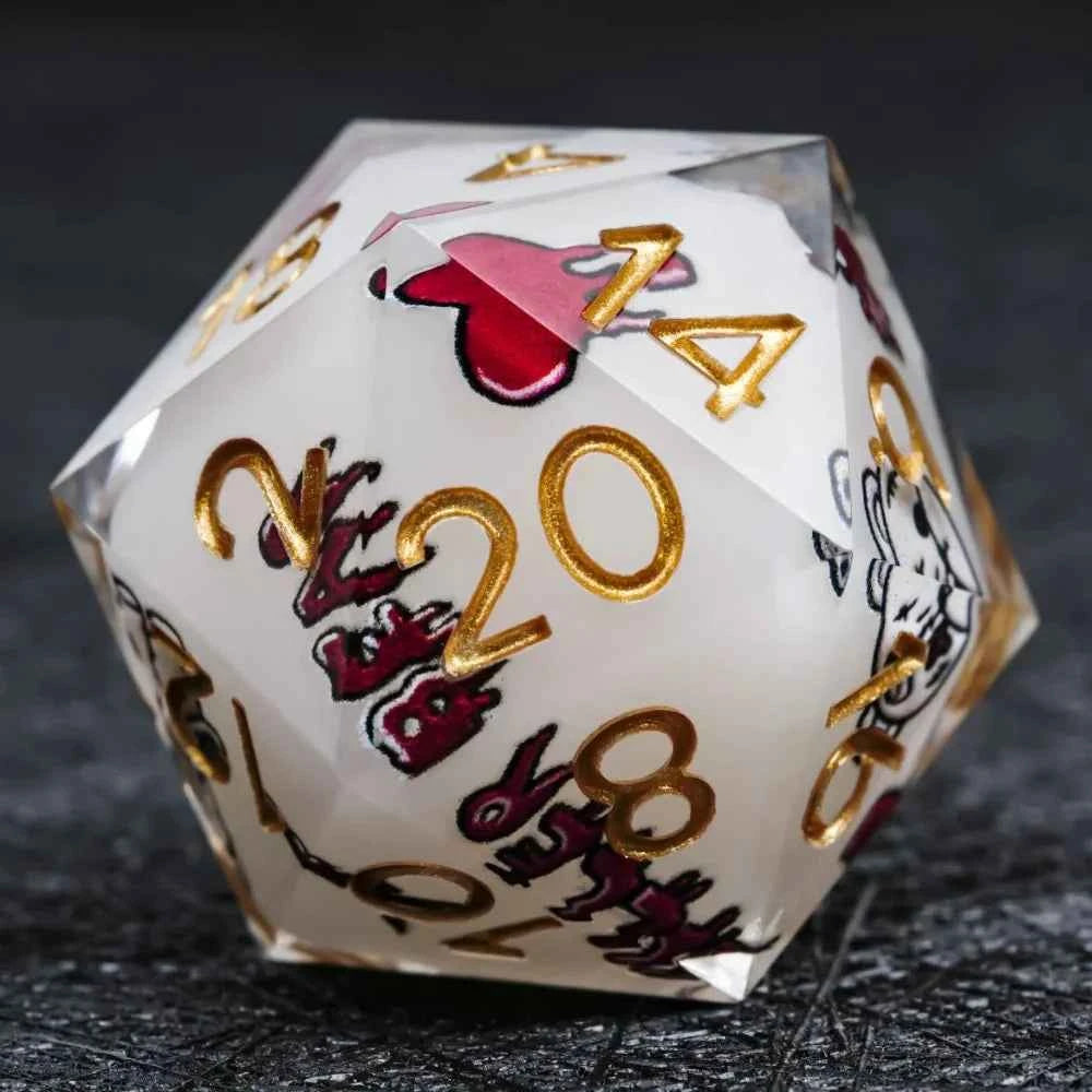 Halloween Killer Bear themed resin dice set with gold numbers