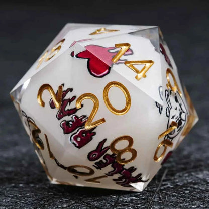 Halloween Killer Bear themed resin dice set with gold numbers