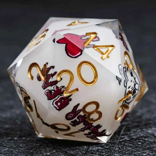 Halloween Killer Bear themed resin dice set with gold numbers