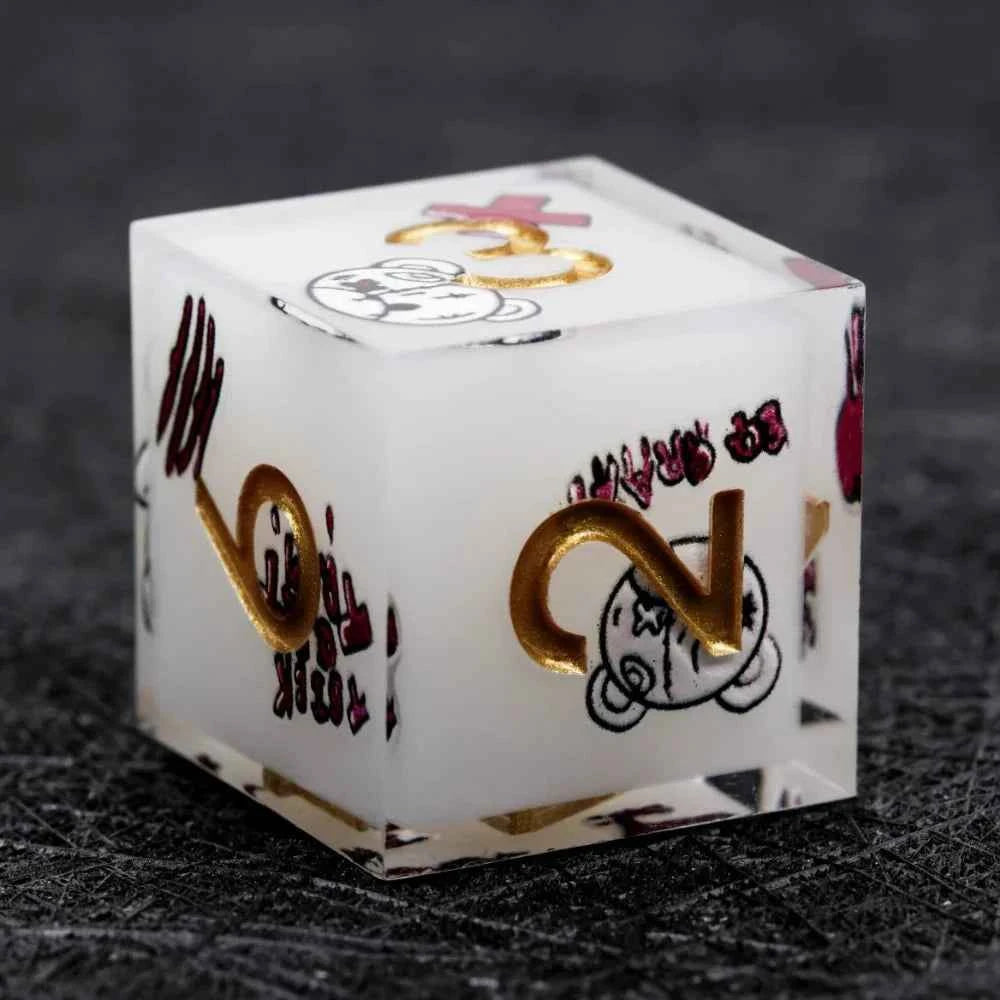Halloween Killer Bear themed resin dice set with gold numbers