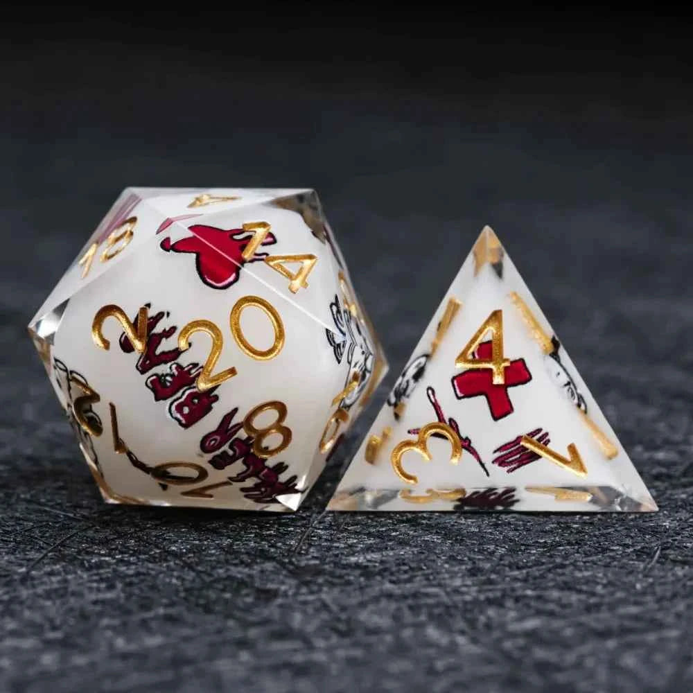 Halloween Killer Bear themed resin dice set with gold numbers