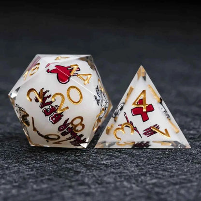 Halloween Killer Bear themed resin dice set with gold numbers