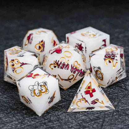 Halloween Killer Bear themed resin dice set with gold numbers