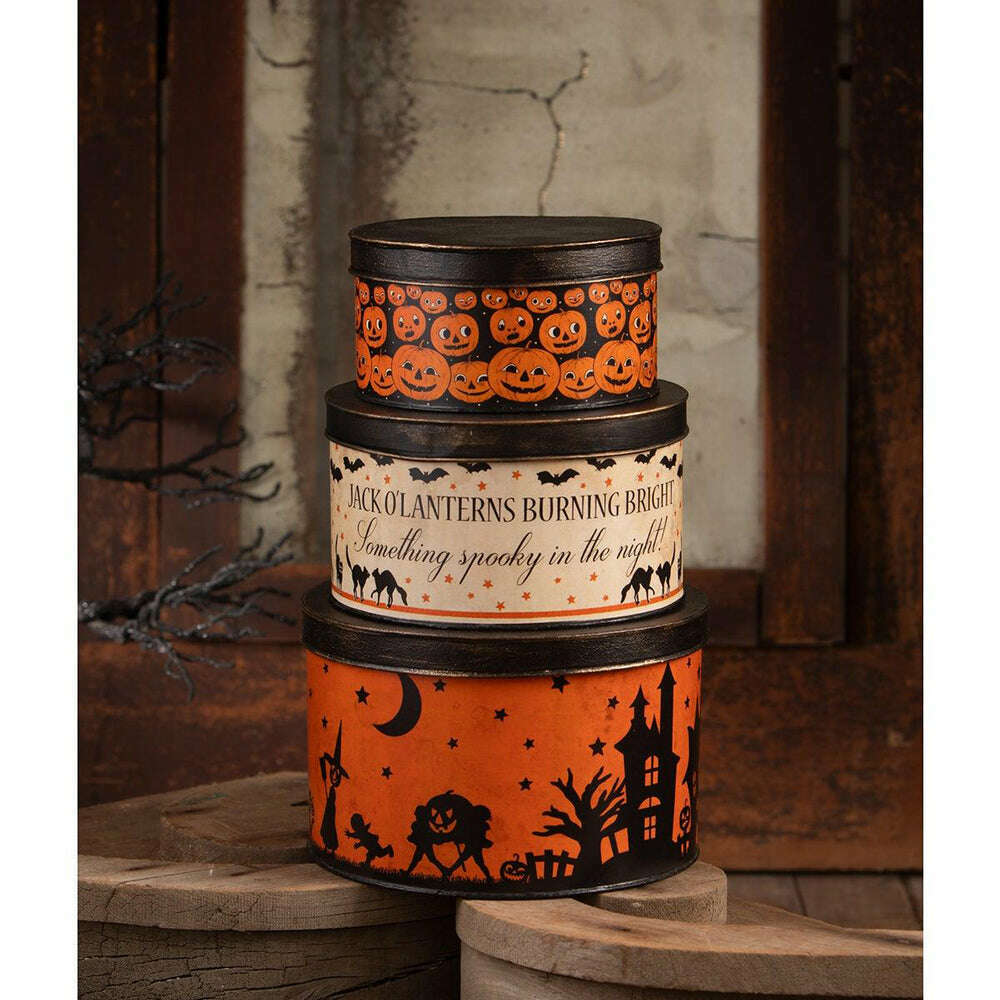 Halloween Vintage Tins Set/3 by Bethany Lowe Designs
