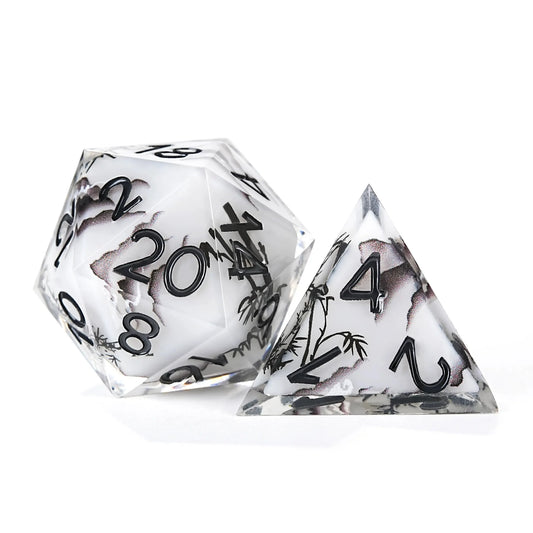Handmade Ink Painting Style Resin D&D Dice Set