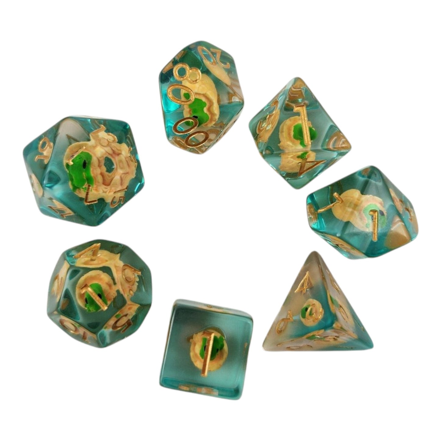 Baby Dino Hatchling 7-Piece Resin DND Dice Set