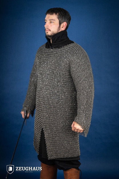 Chainmail Hauberk Roundring Riveted 10mm Steel Oiled
