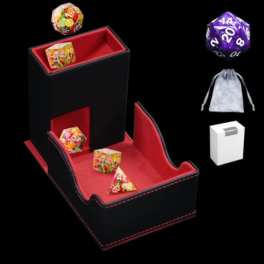 High-quality leather dice tower, creative DND dice, drawstring dice storage bag gift box