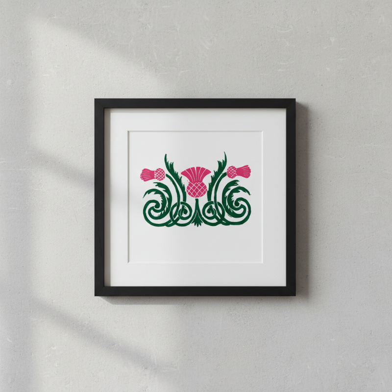Highland Thistle Linocut Original Artwork 8x10 Collector Piece