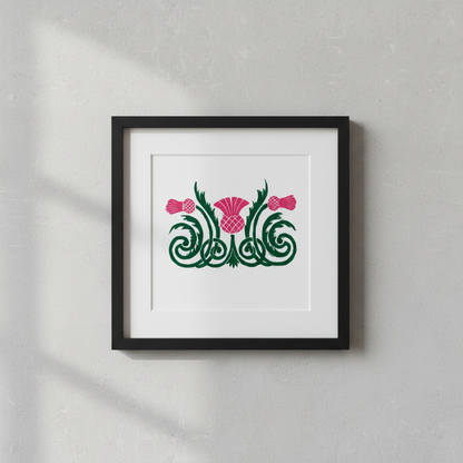 Highland Thistle Linocut Original Artwork 8x10 Collector Piece