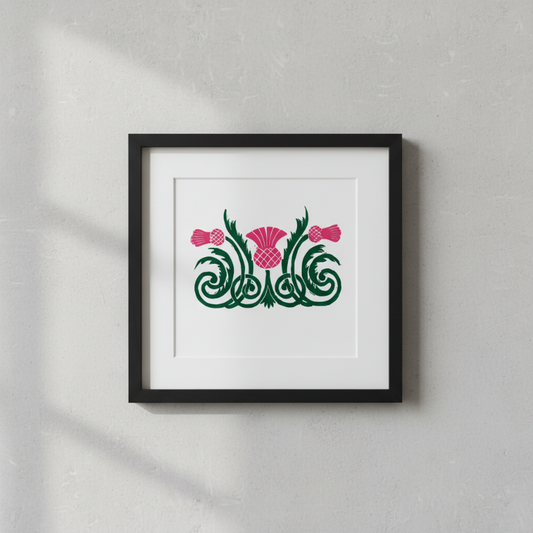 Highland Thistle Linocut Original Artwork 8x10 Collector Piece