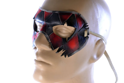 Two Face Harlequin Handmade Genuine Leather Mask in Red