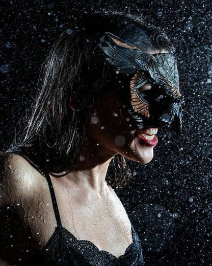 Layered Horned Owl Handmade Genuine Leather Mask