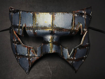 Handmade Genuine Leather Mask in Silver Rust