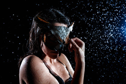 Layered Horned Owl Handmade Genuine Leather Mask